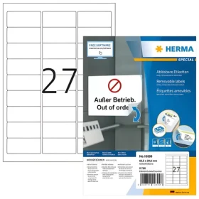 Herma Univerzálne etikety 63,5x29,6 mm / biele, snímateľné / 100 listov A4 / 2700 ks (10300)