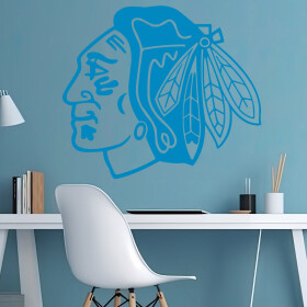 Veselá Stena Samolepka Hokejový tím Chicago Blackhawks Farba: modrá, Veľkosť: 40 x 34 cm