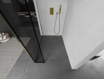 MEXEN/S - Kioto Sprchová zástena WALK-IN 110 x 30, čierny vzor, zlatá 800-110-212-50-70-030