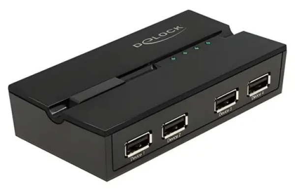 DeLock USB Switch 11494 / Prepínač USB 2.0 / 4X PC - 4X zariadenie / manuálne ovládanie / magnetická základňa (11494)