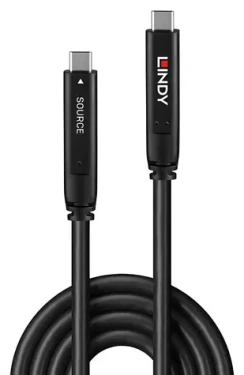 Lindy USB-C - USB-C 15m čierna / Kábel / USB 3.2 Gen 1 / DisplayPort 1.4 / PD 60W / 5 Gbit / s (43399)