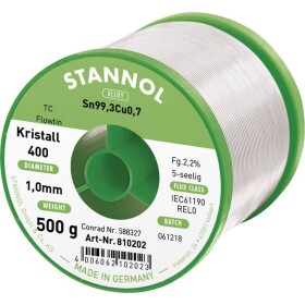 Stannol Ecology TC spájkovací cín bez olova cievka Sn99,3Cu0,7 REL0 500 g 1 mm; 810032