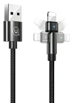 USAMS SJ476 U60 čierna / Dátový kábel / Lightning / 2A / 1 m / otočný konektor (SJ476USB01)