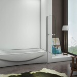 H K - Vaňová zástena S11H FLAG 80x140cm - jednodielna sklopná, číre sklo, s držiakom na uteráky SE-S11HFLAG80