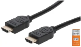 Manhattan Premium HDMI kábel čierna / HDMI kábel / HDMI (M) - HDMI (M) / 1 m / 4K 60Hz / 18 Gbit / s / Ethernet / ARC (354837)