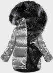 Šedo-čierna obojstranná oversize bunda (h-1088-61) odstíny černé L (40)