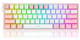 Redragon K617 Fizz Red ružová / Herná klávesnica / mechanická / spínače red / USB / US (K617-RGB pink)