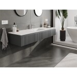 MEXEN/S - Rivel kúpeľňová skrinka 160 cm s umývadlom Otis, 1 šuplík, reliéf, grafit mat/biela mat - 91A20-16023-1-BF66-W18M0 91A20-16023-1-BF66-W18M01