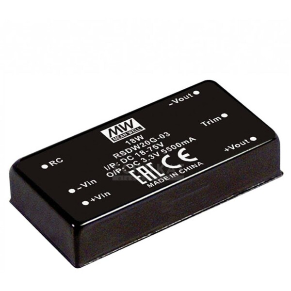MEAN WELL RSDW20G-12 DC / DC menič napätia 1.67 A 20 W Počet výstupov: 1 x; RSDW20G-12