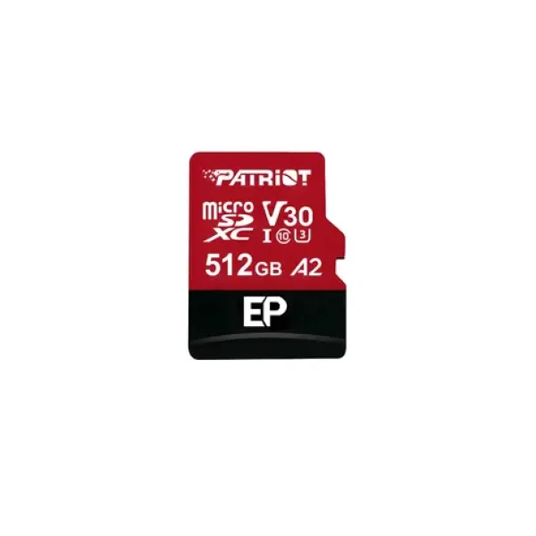 Patriot EP A2 512GB / Pamäťová karta microSDXC / UHS-I U3 / V30 / A2 / Class 10 / 90/80 MB/s (PEF512GEP32MCX)