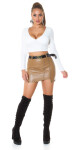 Sexy faux leather mini skirt with belt black