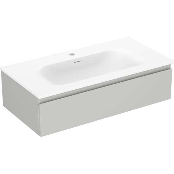 MEXEN/S - Orio kúpeľňová skrinka 90 cm s umývadlom Vela, 1 šuplík, šedá mat/biela mat 91A10-09023-1-BF62-W23M01