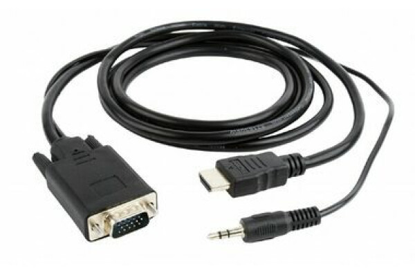 Gembird A-HDMI-VGA-03-10 adaptér HDMI-A (M) na VGA (M) + 3.5 mm audio čierna / kábel 3m (A-HDMI-VGA-03-10)