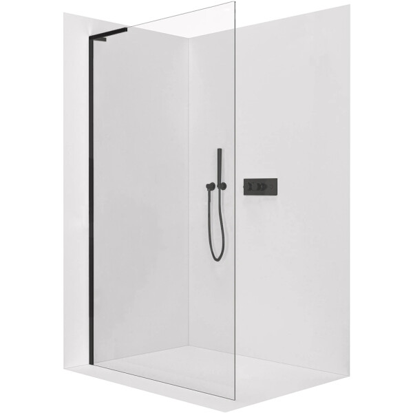 CERANO - Sprchová zástena Walk-in Onyx L-ľavá vzpera - 8 mm - čierna matná, transparentné sklo - 90x200 CER-8050BD791