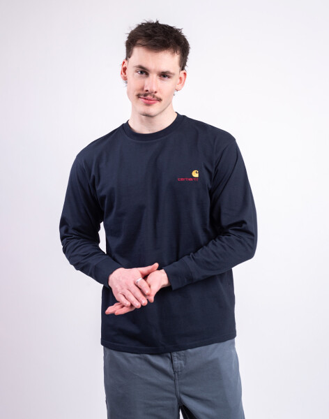 Carhartt WIP L/S American Script T-Shirt Deep Night M