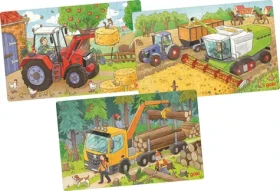 GOKI Drevené puzzle Poľnohospodárske stroje 3x24 dielikov