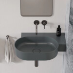 OMNIRES - OVO M+ umývadlo na dosku/závesné - pravé, 64 x 44 cm, ash grey mat; OVO645UWPAG