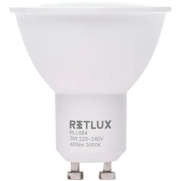 Retlux RLL 684 GU10 / LED žiarovka / 3W / 405 lm / 3000K - teplá biela / D