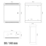 DATACOM Rack 10" 9U/140 / jednodielny / čierny / plechové dvere (7047)