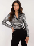 Dámska blúzka DHJ BZ 15268.30 Strieborná a čierna - FPrice one size stříbro černá