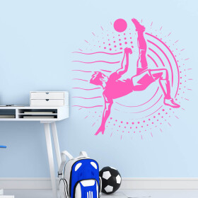 Veselá Stena Samolepka Vykopávajúci futbalista Farba: ružová, Veľkosť: 60 x 60 cm