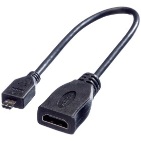 Roline HDMI prepojovací kábel Zásuvka HDMI-A, Zástrčka HDMI Micro-D 0.15 m čierna 11.04.5584 tienený HDMI kábel; 11.04.5584