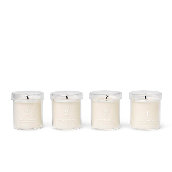 Ferm LIVING Vonné adventné sviečky v skle White - set 4 ks