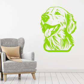 Veselá Stena Samolepka Zlatý retriever Farba: zelená, Veľkosť: 100 x 81 cm
