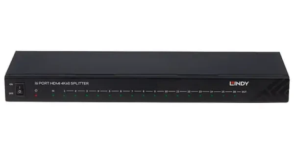 Lindy HDMI splitter 16 portov čierna / HDMI splitter / 4K 60Hz / HDCP 2.2 / 16x HDMI výstup (38239)