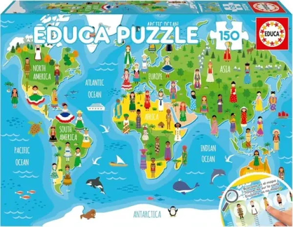 Educa Puzzle Mapa sveta s dievčatami