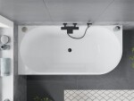 MEXEN/S - Mia voľne stojaca rohová vaňa lewa 170 x 80, biela/čierna, sifón a prepad čierna 52691708075L-70