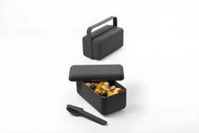 BlimPlus Bauletto S carbon black / Box na jedlo / Vzduchotesný / So sadou príborov / Protišmyková základňa (LU001-000001-010)