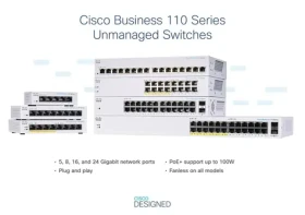 Cisco CBS110-16PP- EU / Switch / 16x Gigabit RJ-45 / 8x PoE 64W / Unmanaged (CBS110-16PP-EU)