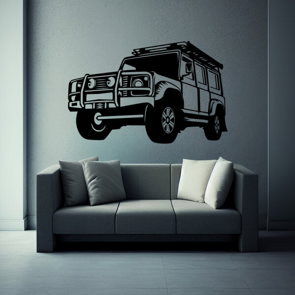 Veselá Stena Samolepka Auto Land Rover Defender Farba: čierna, Veľkosť: 100 x 64 cm
