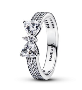 Pandora Strieborný prsteň Trblietavá mašlička Timeless 193552C01 58 mm