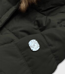 Dámska zimná bunda parka v army farbe s kožušinovou podšívkou (m-21013) odstíny zelené XXL (44)