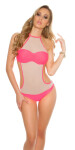 Sexy push up neckholder Monokini with mesh pink 36