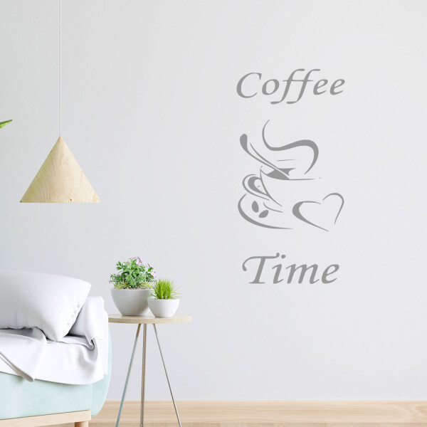 Veselá Stena Samolepka Coffee time Farba: šedá, Veľkosť: 40 x 20 cm