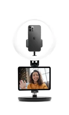 FIXED LEDRing Statív s kruhovým LED svietidlom čierna / 1|4 skrutkou / tabletovým držiakom a ovládaním na USB kábli (FIXLR-BK)