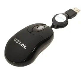 LogiLink Mini optická myš s navíjacím káblom čierna / Myš / USB / 800 DPI / 3 tlačidlá (ID0016)