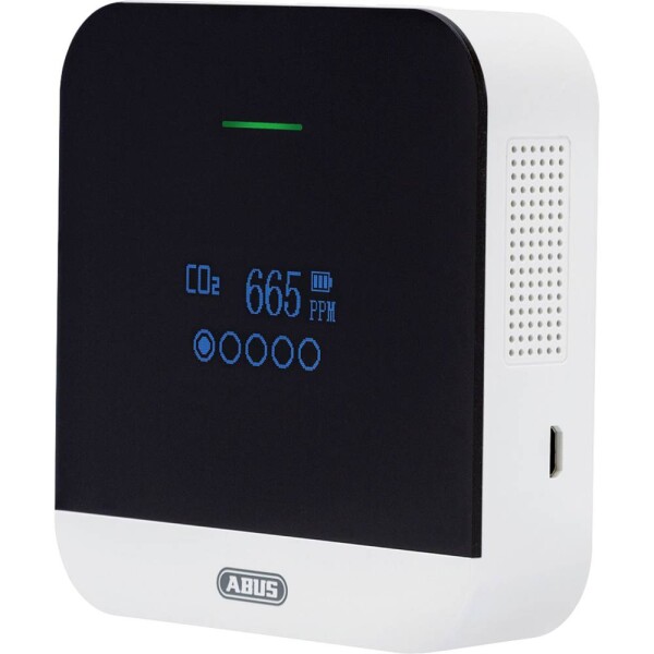 ABUS CO2WM110 detektor oxidu uhličitého 230 V, napájanie z akumulátora Detekované oxidu uhličitého (CO2); CO2WM110