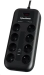 CyberPower P0820SUF0-FR čierna / Prepäťová ochrana / 8 zásuviek / vypínač / 2x USB / 1.8 m (P0820SUF0-FR)