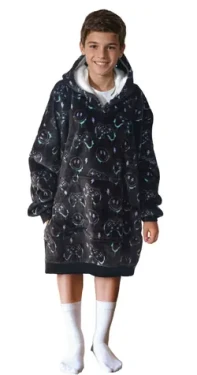 Cozy Noxxiez CH340 PC hráč potlač - hrejivá televízna mikinová deka s kapucňou pre deti 7 - 12 rokov (20-CH340)