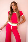 Súprava rebrovaná blúzka + široké nohavice fuchsiová UNI