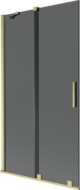 MEXEN/S - Velar dvojkrídlová posuvná vaňová zástena 100 x 150, grafit, zlatá kartáčovaná 896-100-000-41-55