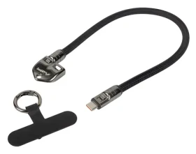 Lanberg USB-C - USB-C čierna / Kľúčenkový nabíjací kábel / 0,3 m / 240 W (CA-CMCM-10LN-0003-BK)