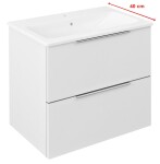 SAPHO - CIRASA kúpeľňová skrinka 60cm CIRASA s úzkym umývadlom a LED zrkadlom, 2 zásuvky, biely lesk KSET-112
