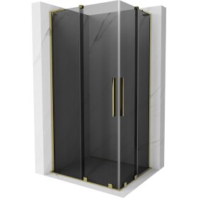 MEXEN/S - Velar L Duo sprchovací kút, posuvné dvere 90 x 80, grafit, zlato 871-090-080-02-43-50