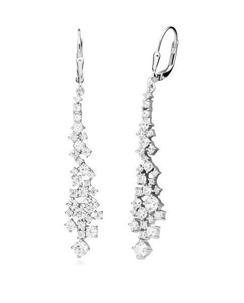 Silver Cat Elegantné visiace náušnice s kubickými zirkónmi Classics SC614