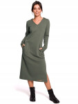 Dámske šaty B128 Khaki tmavozelená - BEwear M khaki-tm.Zelená